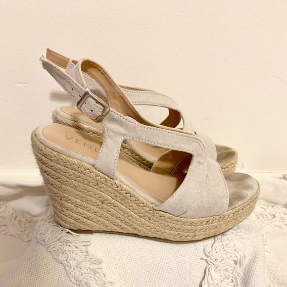 VENUS Espadrille 4” Cream Wedges - Picture 2 of 4